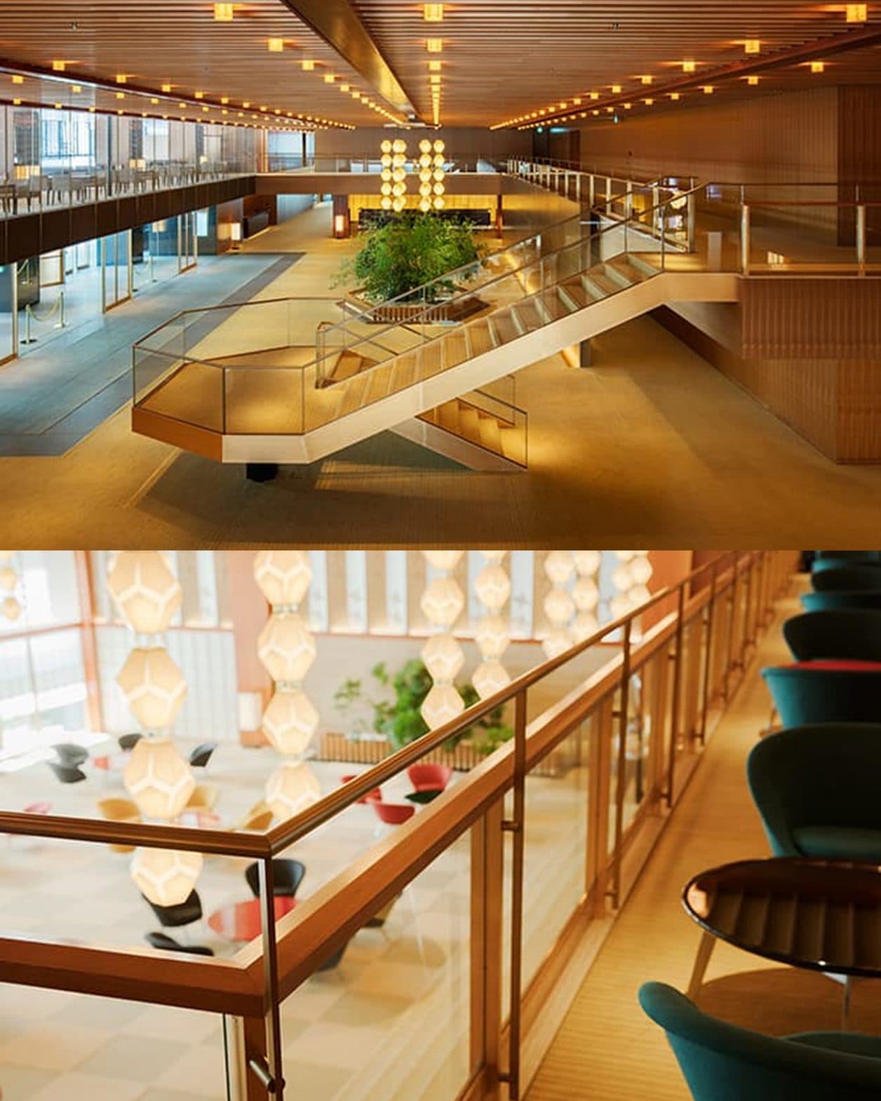 〈The Okura Tokyo〉ロビーの中二階には、ある理由から高さの異なる2本の手すりが。その理由とは？