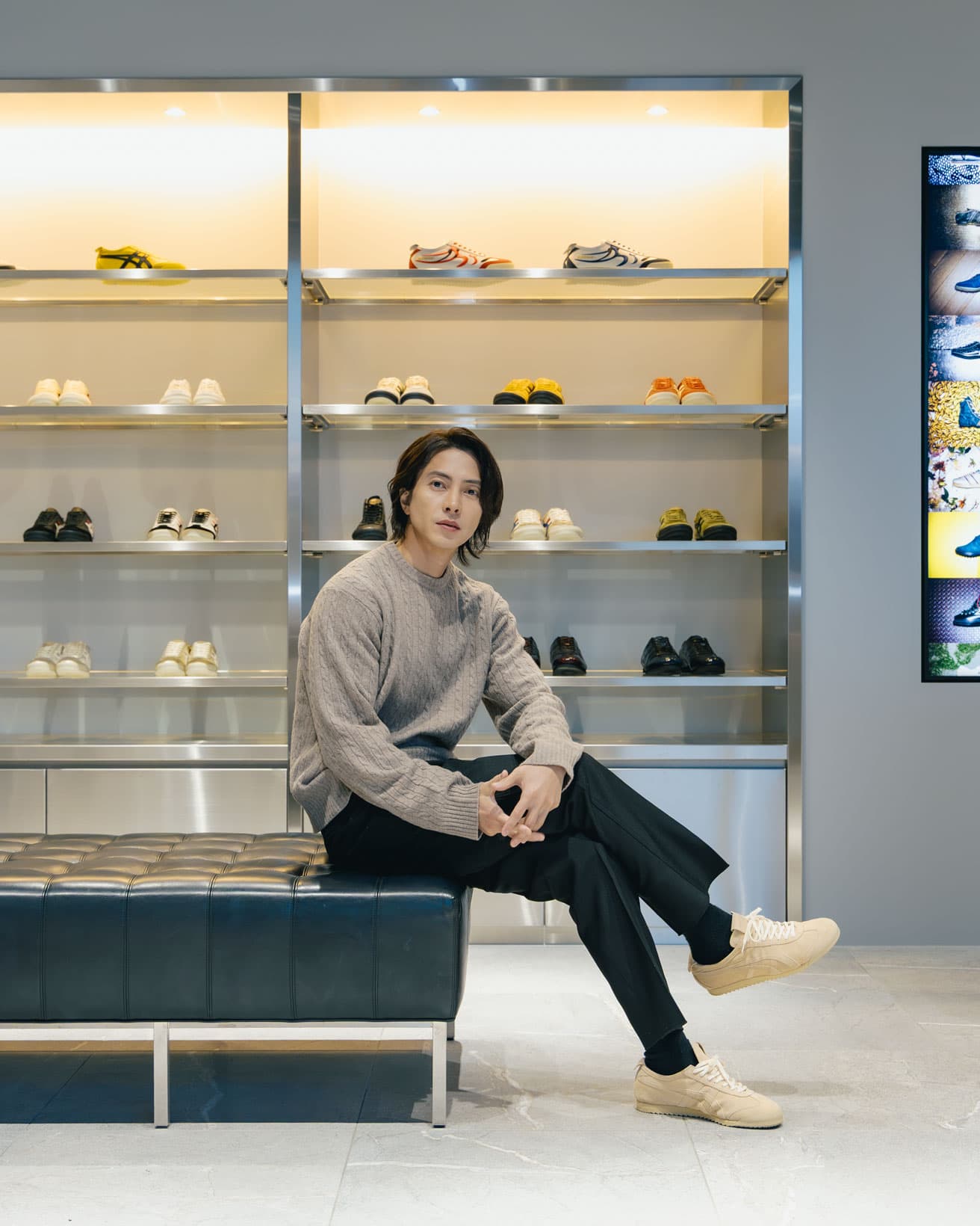 〈オニツカイノベーティブファクトリー〉内で、自身が手がけたスペシャルモデル《MEXICO 66™ NM L9》を披露。

