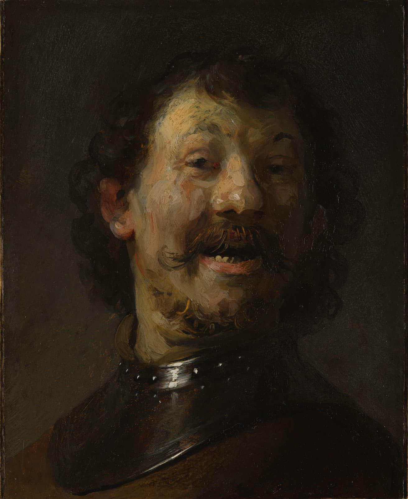 レンブラント・ファン・レイン《笑う男》1629-1630年頃　油彩、金箔で覆った銅　マウリッツハイス美術館　© Mauritshuis, The Hague
